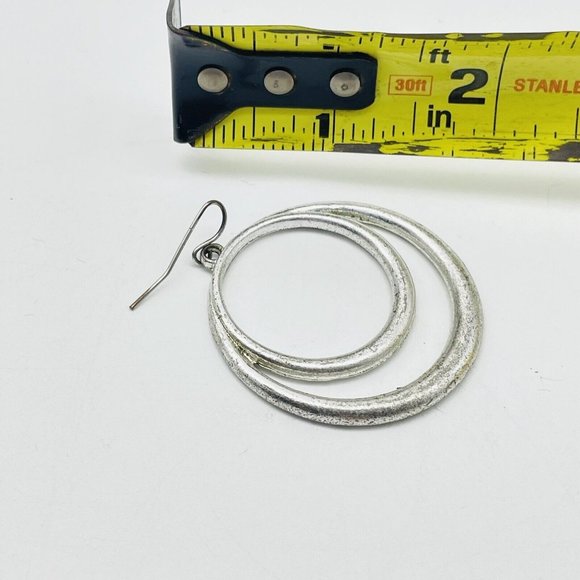 Double Hoop Pierced Earrings Silver Tone Boho Festival Party Hippie Classic - Picture 3 of 8